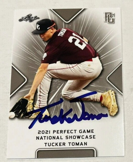 TUCKER TOMAN SIGNED 2021 LEAF PERFECT GAME BASEBALL ROOKIE CARD AUTO