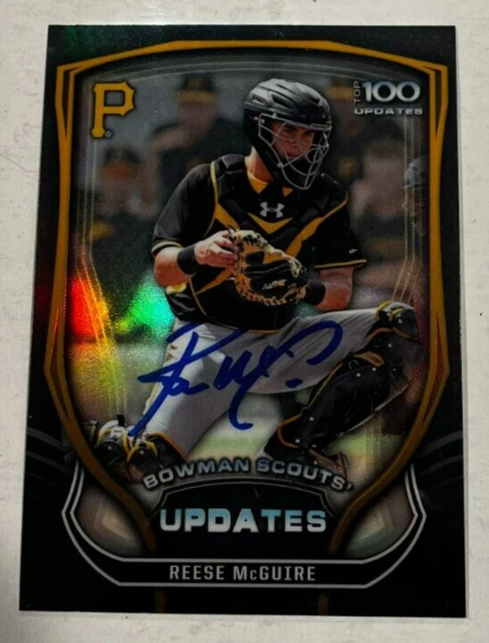REESE MCGUIRE SIGNED 2015 BOWMAN CHROME SCOUTS TOP 100 ROOKIE CARD AUTO