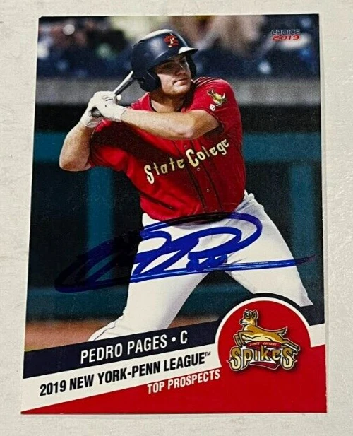 PEDRO PAGES SIGNED 2019 NEW YORK PENN LEAGUE TOP PROSPECT ROOKIE CARD AUTO