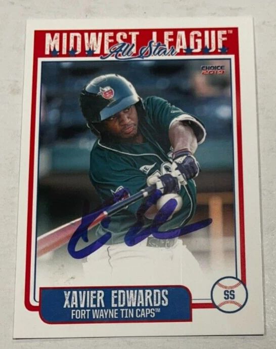 XAVIER EDWARDS SIGNED 2018 MIDWEST LEAGUE ALL STAR ROOKIE CARD AUTO