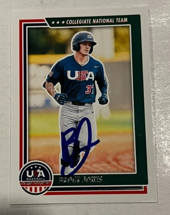 BROCK JONES SIGNED 2022 PANINI USA BASEBALL STARS & STRIPES ROOKIE CARD AUTO