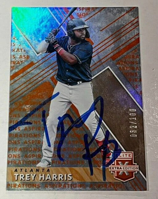 TREY HARRIS SIGNED 2019 PANINI ELITE EXTRA EDITION BASEBALL CARD AUTO