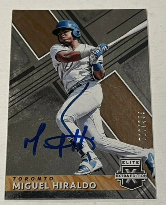 MIGUEL HIRALDO SIGNED 2019 PANINI ELITE EXTRA EDITION BASEBALL CARD AUTO