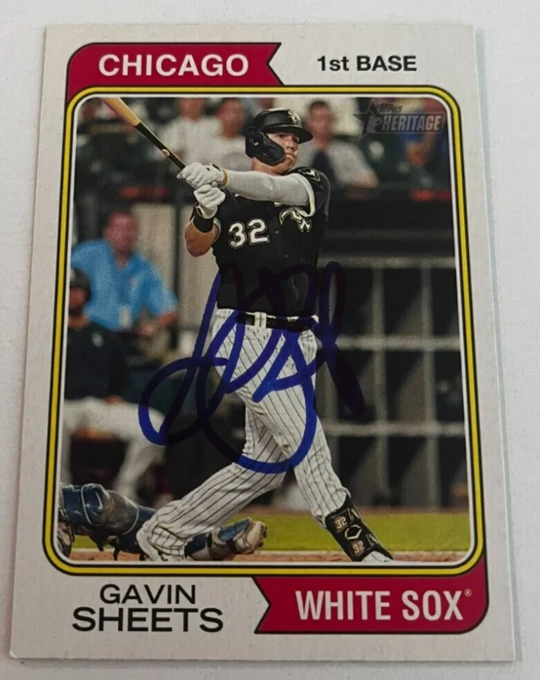 GAVIN SHEETS SIGNED 2023 TOPPS HERITAGE BASEBALL CARD AUTO