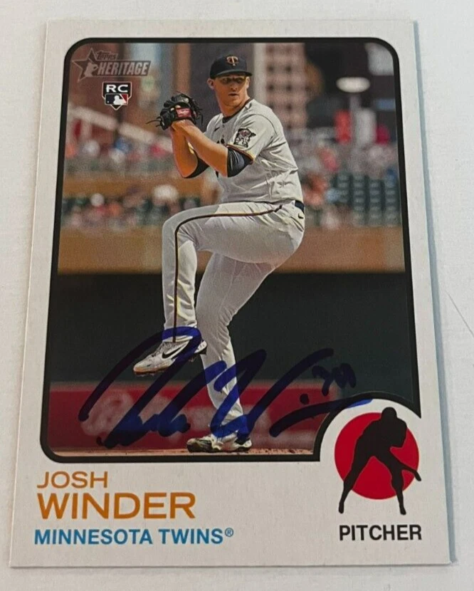 JOSH WINDER SIGNED 2022 TOPPS HERITAGE BASEBALL CARD AUTO