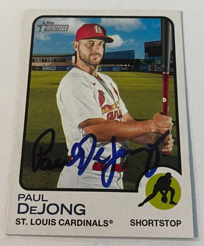 PAUL DEJONG SIGNED 2022 TOPPS HERITAGE BASEBALL CARD AUTO