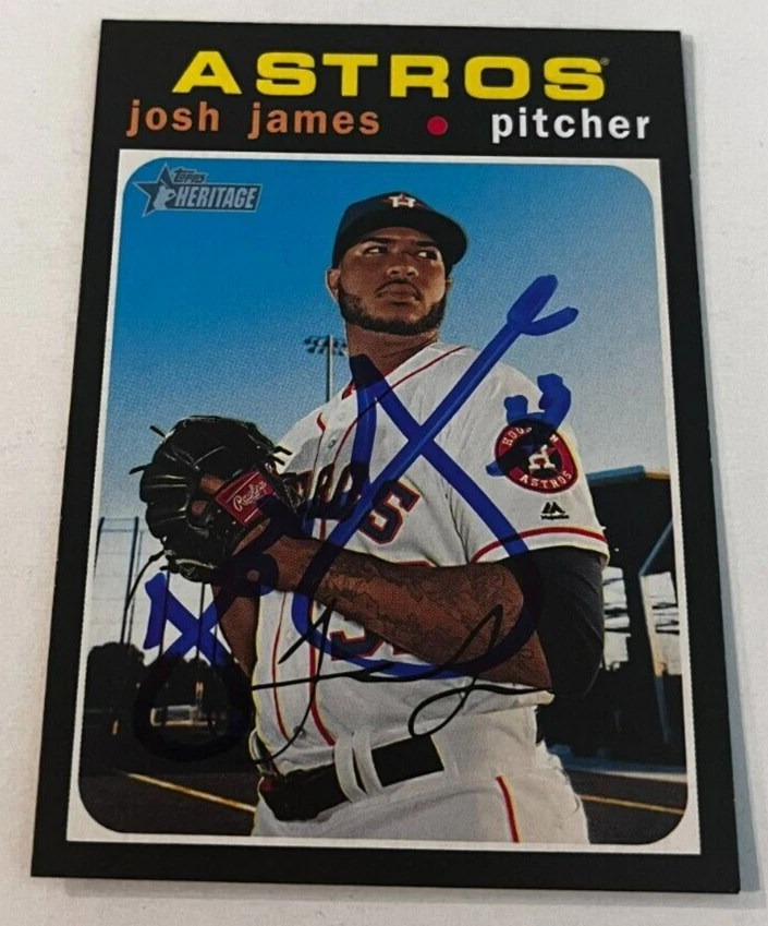 JOSH JAMES SIGNED 2020 TOPPS HERITAGE BASEBALL CARD AUTO