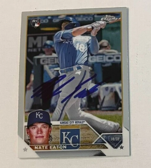 NATE EATON SIGNED 2023 TOPPS CHROME BASEBALL CARD AUTO