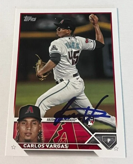 CARLOS VARGAS SIGNED 2023 TOPPS BASEBALL CARD AUTO