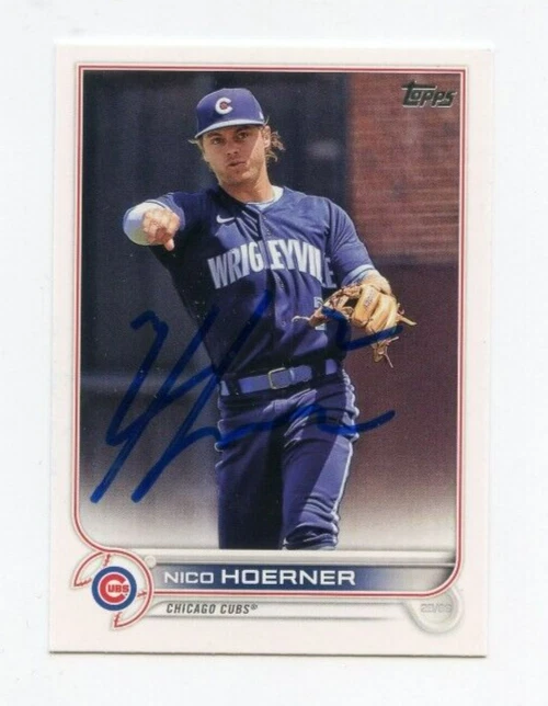 NICO HOERNER SIGNED 2022 TOPPS BASEBALL CARD AUTO