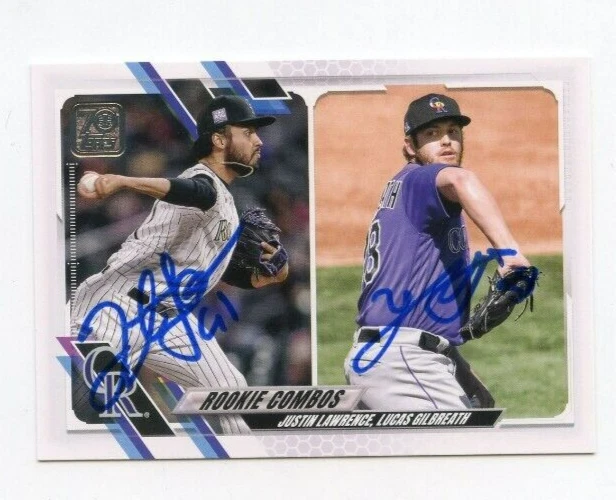 JUSTIN LAWRENCE LUCAS GILBREATH SIGNED 2021 TOPPS BASEBALL CARD AUTO