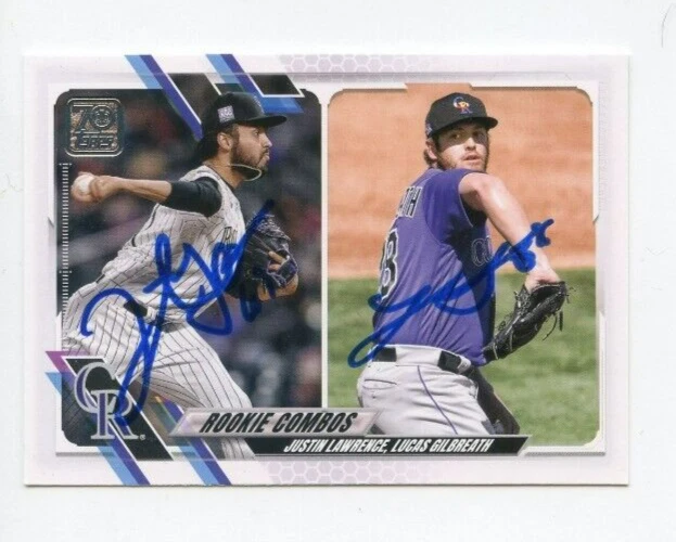 JUSTIN LAWRENCE LUCAS GILBREATH SIGNED 2021 TOPPS BASEBALL CARD AUTO