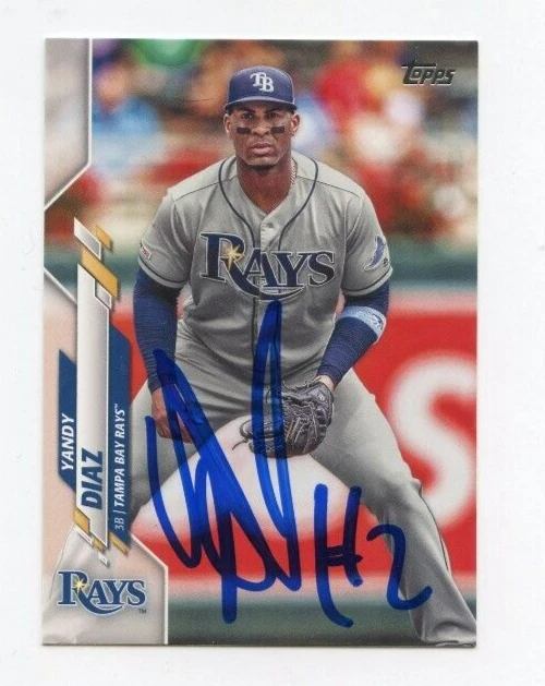 YANDY DIAZ SIGNED 2020 TOPPS BASEBALL CARD AUTO
