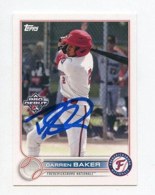 DARREN BAKER SIGNED 2022 TOPPS PRO DEBUT BASEBALL CARD AUTO