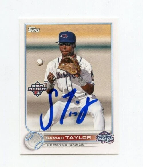 SAMAD TAYLOR SIGNED 2022 TOPPS PRO DEBUT BASEBALL CARD AUTO