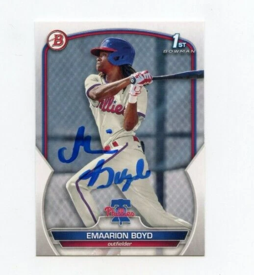 EMAARION BOYD SIGNED 2023 BOWMAN BASEBALL CARD AUTO