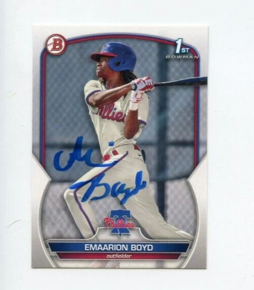 EMAARION BOYD SIGNED 2023 BOWMAN BASEBALL CARD AUTO