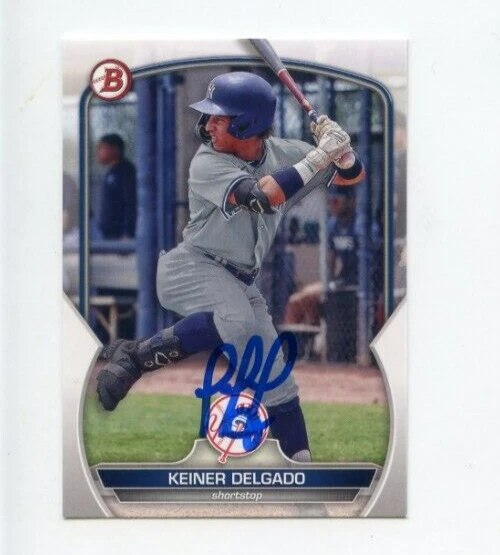 KEINER DELGADO SIGNED 2023 BOWMAN DRAFT BASEBALL CARD AUTO