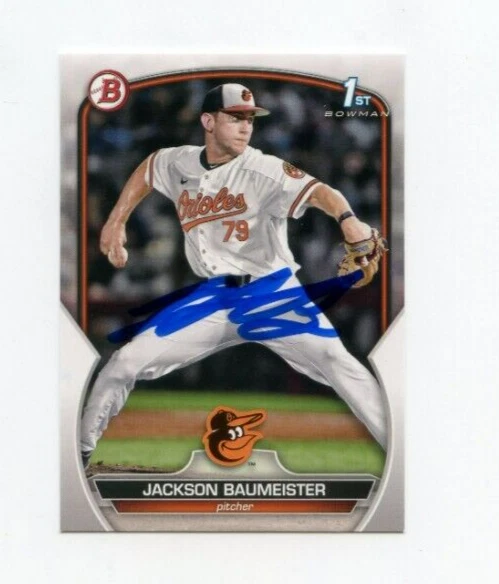 JACKSON BAUMEISTER SIGNED 2023 BOWMAN DRAFT BASEBALL CARD AUTO
