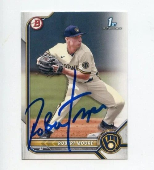 ROBERT MOORE SIGNED 2022 BOWMAN DRAFT BASEBALL CARD AUTO