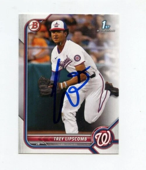 TREY LIPSCOMB SIGNED 2022 BOWMAN DRAFT BASEBALL CARD AUTO