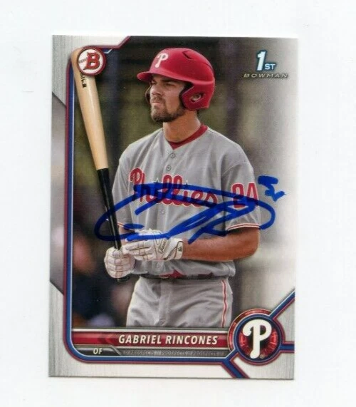 GABRIEL RINCONES SIGNED 2022 BOWMAN DRAFT BASEBALL CARD AUTO