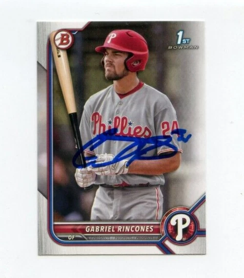 GABRIEL RINCONES SIGNED 2022 BOWMAN DRAFT BASEBALL CARD AUTO