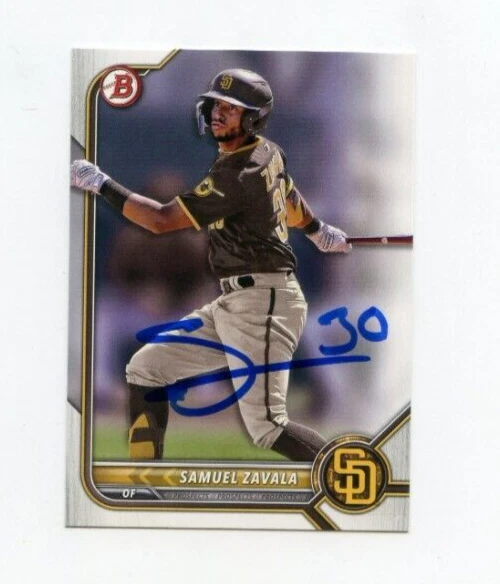 SAMUEL ZAVALA SIGNED 2022 BOWMAN DRAFT BASEBALL CARD AUTO