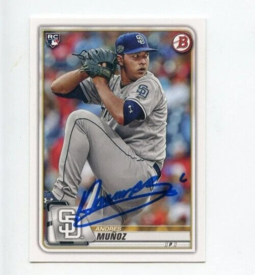 ANDRES MUNOZ SIGNED 2020 BOWMAN BASEBALL CARD AUTO