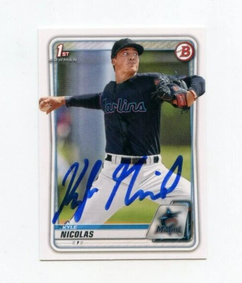 KYLE NICOLAS SIGNED 2020 BOWMAN DRAFT BASEBALL CARD AUTO
