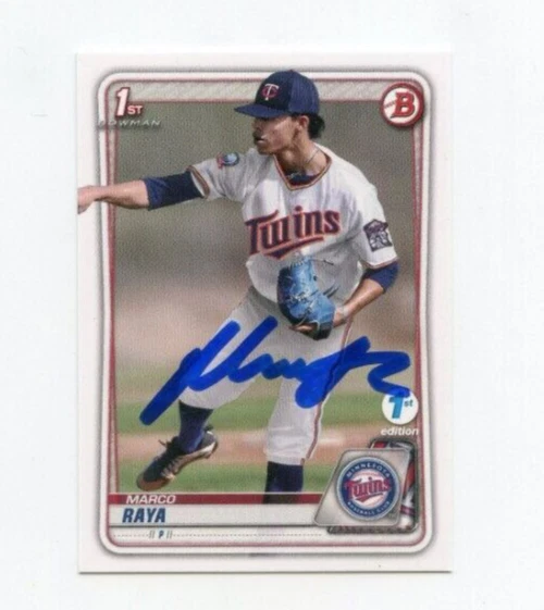 MARCO RAYA SIGNED 2020 BOWMAN DRAFT BASEBALL CARD AUTO