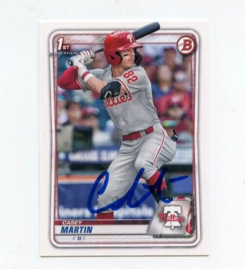 CASEY MARTIN SIGNED 2020 BOWMAN DRAFT BASEBALL CARD AUTO