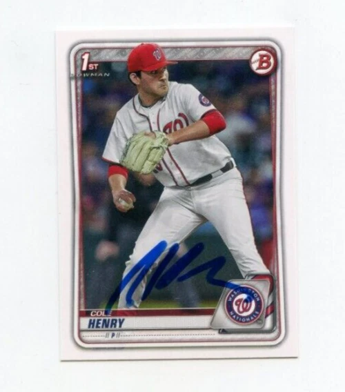 COLE HENRY SIGNED 2020 BOWMAN DRAFT BASEBALL CARD AUTO