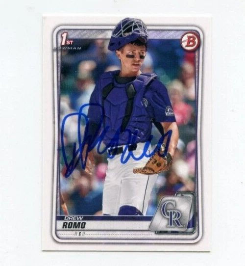 DREW ROMO SIGNED 2020 BOWMAN DRAFT BASEBALL CARD AUTO