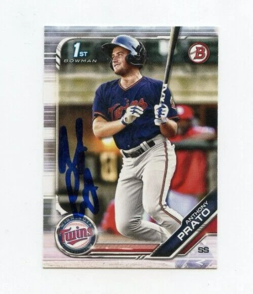 ANTHONY PRATO SIGNED 2019 BOWMAN DRAFT BASEBALL CARD AUTO