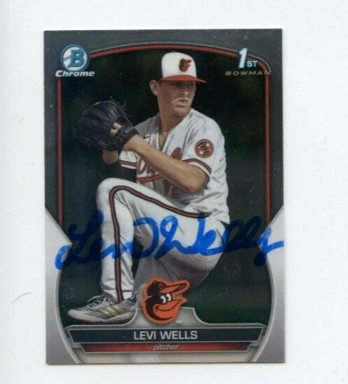 LEVI WELLS SIGNED 2023 BOWMAN CHROME DRAFT CARD AUTO