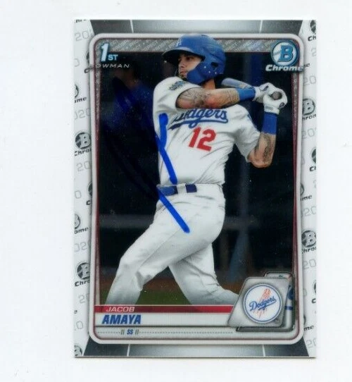 JACOB AMAYA SIGNED 2020 BOWMAN CHROME CARD AUTO