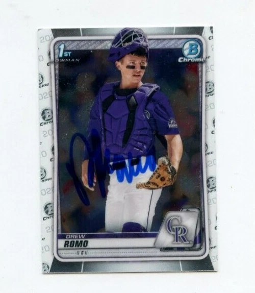 DREW ROMO SIGNED 2020 BOWMAN CHROME DRAFT CARD AUTO