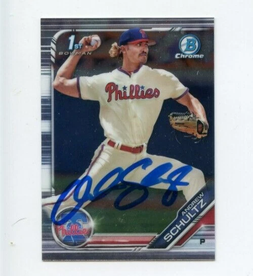 ANDREW SCHULTZ SIGNED 2019 BOWMAN CHROME DRAFT CARD AUTO