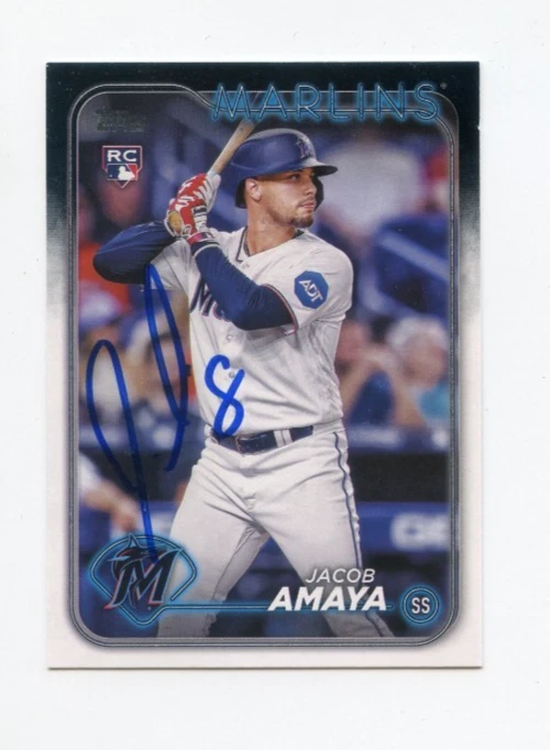 JACOB AMAYA SIGNED AUTOGRAPHED 2024 TOPPS BASEBALL CARD AUTO