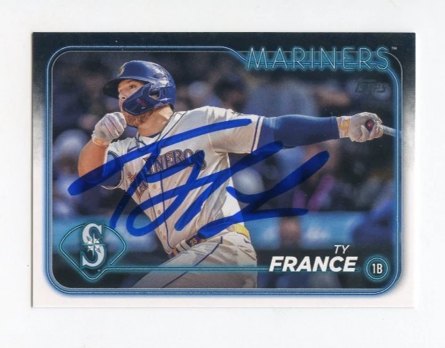 TY FRANCE SIGNED AUTOGRAPHED 2024 TOPPS BASEBALL CARD AUTO