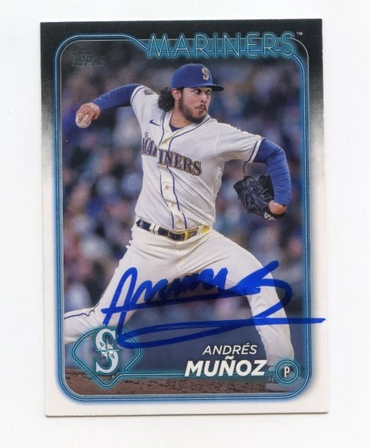 ANDRES MUNOZ SIGNED AUTOGRAPHED 2024 TOPPS BASEBALL CARD AUTO