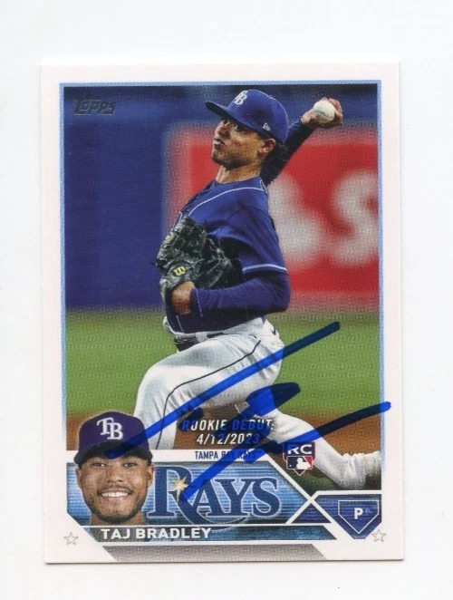TAJ BRADLEY SIGNED AUTOGRAPHED 2023 TOPPS BASEBALL CARD AUTO