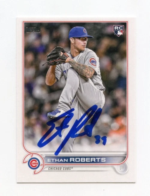 ETHAN ROBERTS SIGNED AUTOGRAPHED 2022 TOPPS BASEBALL CARD AUTO