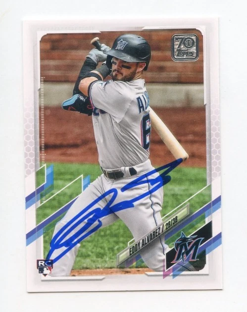 EDDY ALVAREZ SIGNED AUTOGRAPHED 2021 TOPPS BASEBALL CARD AUTO