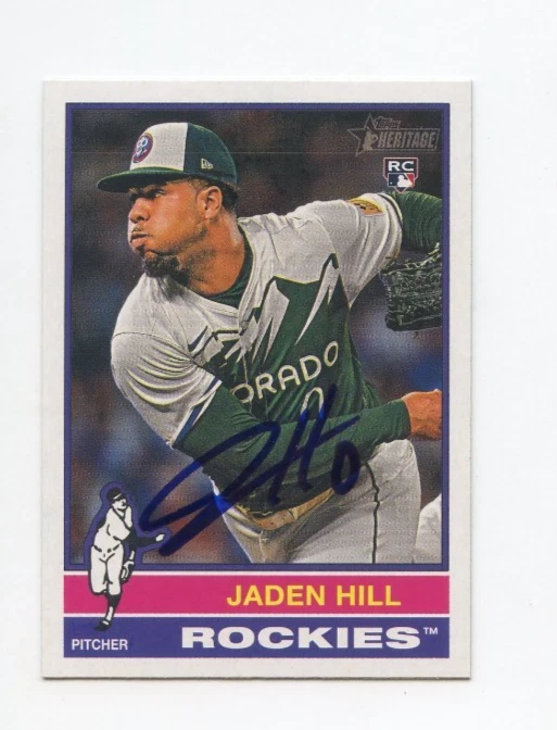 JADEN HILL SIGNED AUTOGRAPHED 2025 TOPPS HERITAGE BASEBALL CARD AUTO