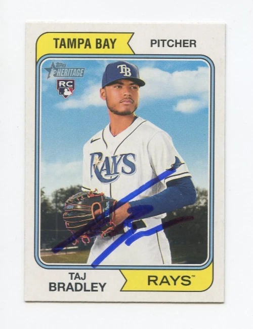 TAJ BRADLEY SIGNED AUTOGRAPHED 2023 TOPPS HERITAGE BASEBALL CARD AUTO