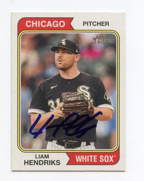 LIAM HENDRIKS SIGNED AUTOGRAPHED 2023 TOPPS HERITAGE BASEBALL CARD AUTO