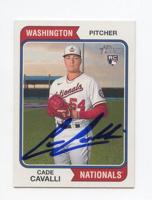 CADE CAVALLI SIGNED AUTOGRAPHED 2023 TOPPS HERITAGE BASEBALL CARD AUTO