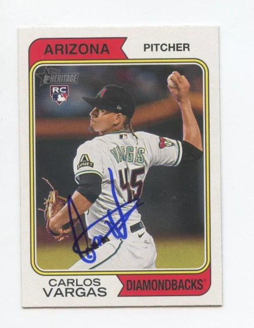 CARLOS VARGAS SIGNED AUTOGRAPHED 2023 TOPPS HERITAGE BASEBALL CARD AUTO